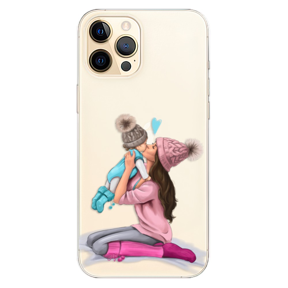 Odolné silikonové pouzdro iSaprio - Kissing Mom - Brunette and Boy - iPhone 12 Pro Max