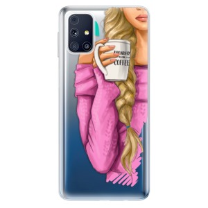 Odolné silikonové pouzdro iSaprio - My Coffe and Blond Girl na mobil Samsung Galaxy M31s