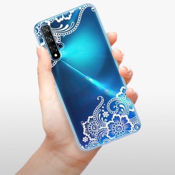 Silikonové pouzdro iSaprio - Huawei Nova 5T / Honor 20 - White Lace 02