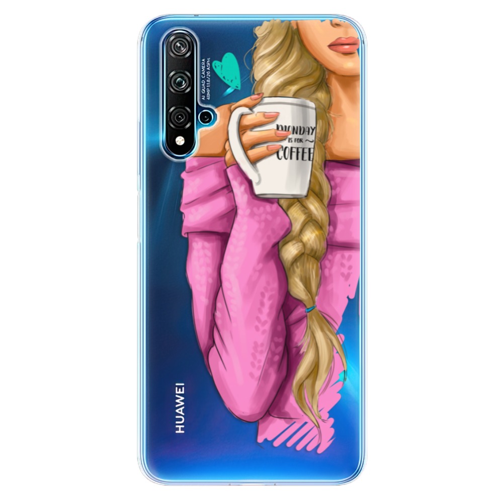 Odolné silikonové pouzdro iSaprio - My Coffe and Blond Girl - Huawei Nova 5T