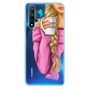 Odolné silikonové pouzdro iSaprio - My Coffe and Blond Girl na mobil Huawei Nova 5T / Honor 20