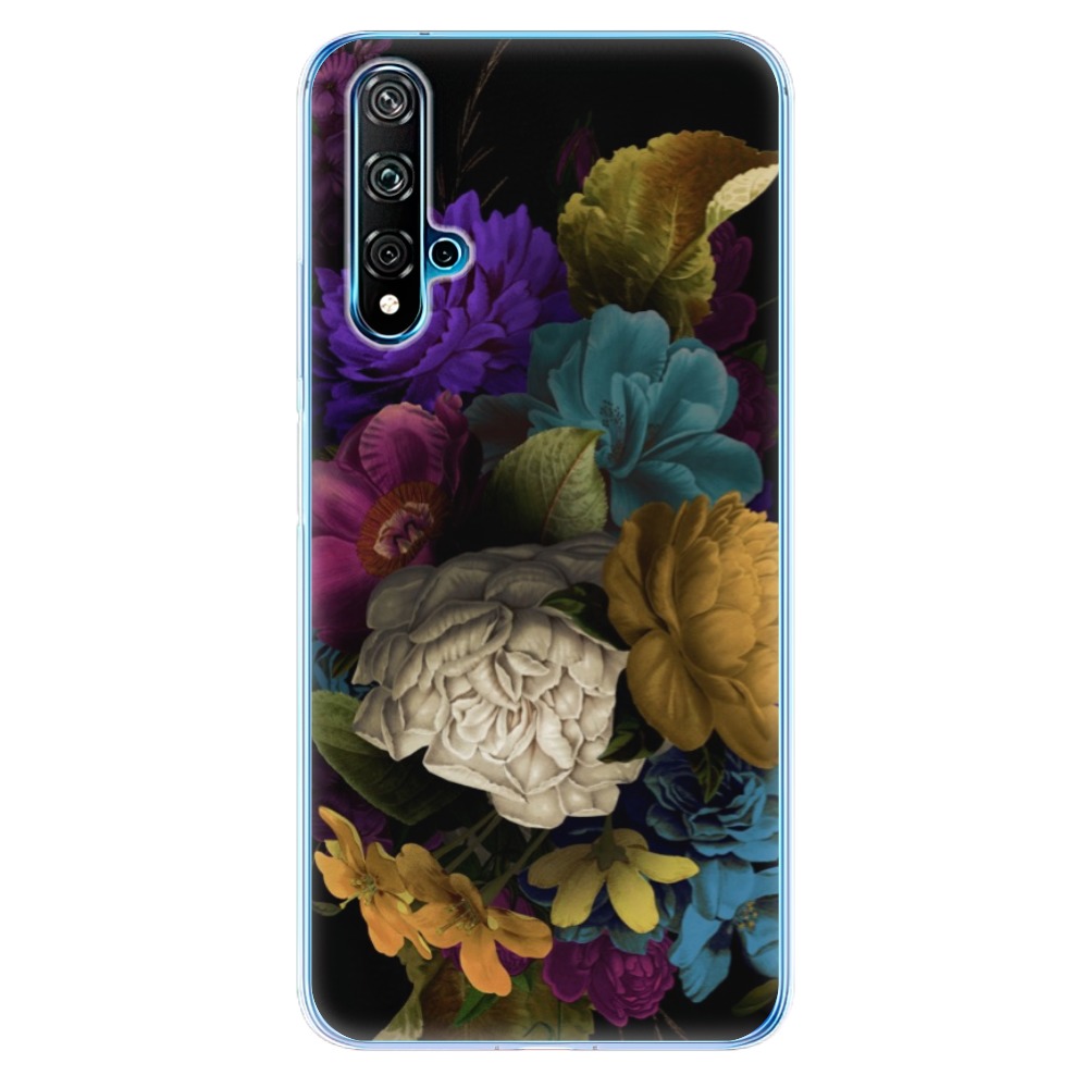Odolné silikonové pouzdro iSaprio - Dark Flowers na mobil Huawei Nova 5T / Honor 20 (Odolný silikonový kryt, obal, pouzdro iSaprio - Dark Flowers na mobilní telefon Huawei Nova 5T / Honor 20)