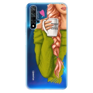 Odolné silikonové pouzdro iSaprio - My Coffe and Redhead Girl na mobil Huawei Nova 5T / Honor 20