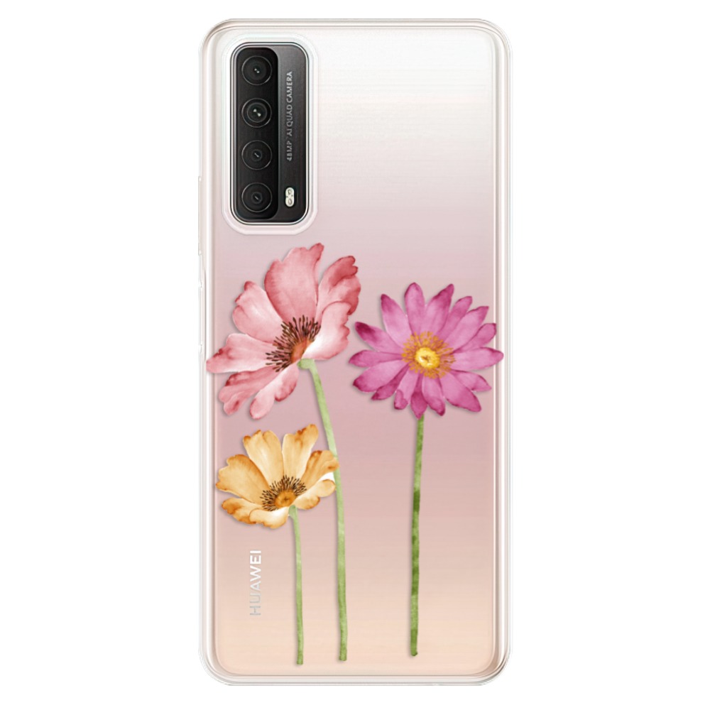 Odolné silikonové pouzdro iSaprio - Three Flowers na mobil Huawei P Smart 2021 (Odolný silikonový kryt, obal, pouzdro iSaprio - Three Flowers na mobilní telefon Huawei P Smart (2021))