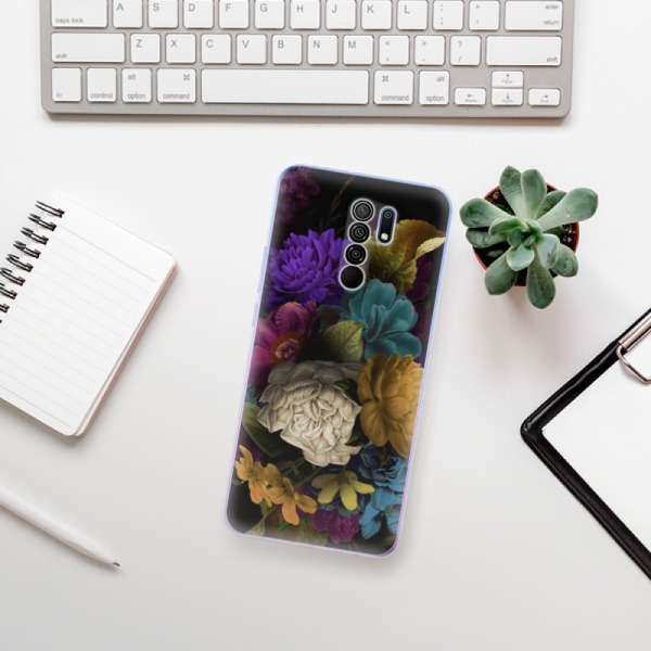 Silikonové pouzdro iSaprio - Xiaomi Redmi 9 - Dark Flowers
