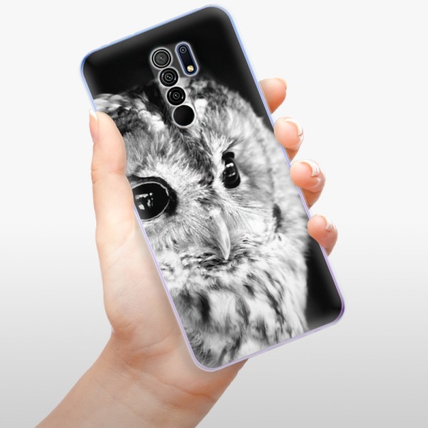 Odolné silikonové pouzdro iSaprio - BW Owl na mobil Xiaomi Redmi 9 - VÝPRODEJ