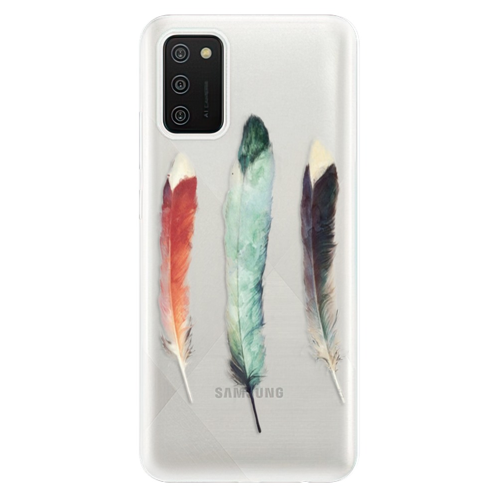 Odolné silikonové pouzdro iSaprio - Three Feathers - Samsung Galaxy A02s