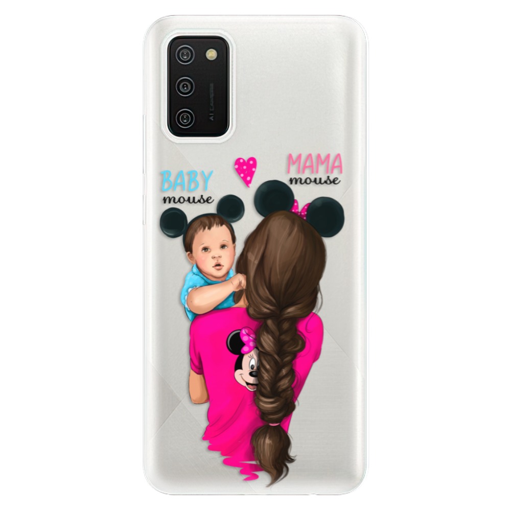 Odolné silikonové pouzdro iSaprio - Mama Mouse Brunette and Boy - Samsung Galaxy A02s