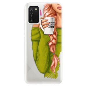 Odolné silikonové pouzdro iSaprio - My Coffe and Redhead Girl na mobil Samsung Galaxy A02s