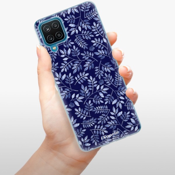 Silikonové pouzdro iSaprio - Samsung Galaxy A12 - Blue Leaves 05