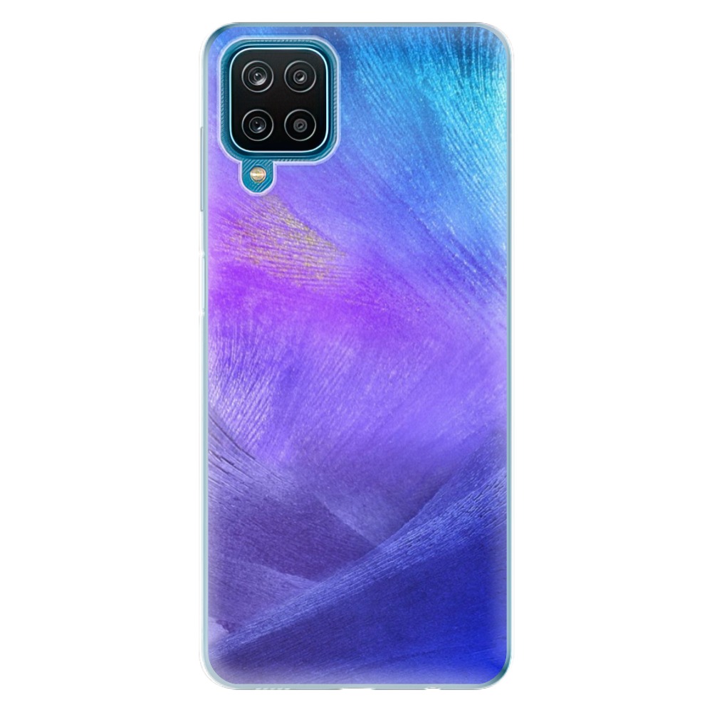 Odolné silikonové pouzdro iSaprio - Purple Feathers na mobil Samsung Galaxy A12 (Odolný silikonový kryt, obal, pouzdro iSaprio - Purple Feathers na mobilní telefon Samsung Galaxy A12)