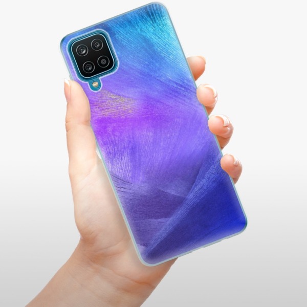 Silikonové pouzdro iSaprio - Samsung Galaxy A12 - Purple Feathers