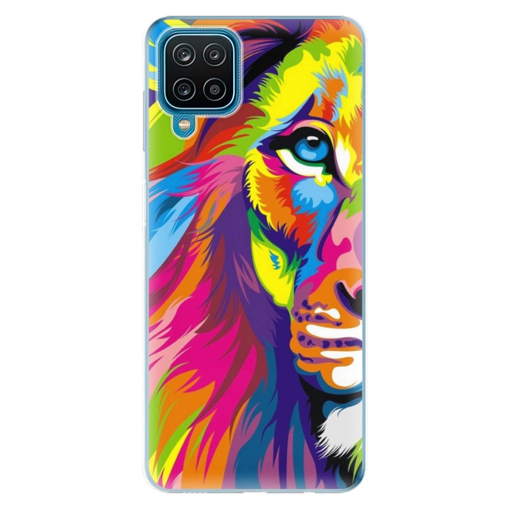 Odolné silikonové pouzdro iSaprio - Rainbow Lion na mobil Samsung Galaxy A12 (Odolný silikonový kryt, obal, pouzdro iSaprio - Rainbow Lion na mobilní telefon Samsung Galaxy A12)