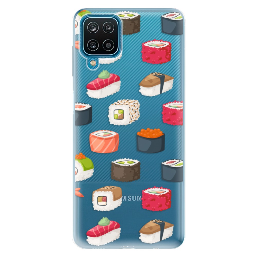 Odolné silikonové pouzdro iSaprio - Sushi Pattern na mobil Samsung Galaxy A12 (Odolný silikonový kryt, obal, pouzdro iSaprio - Sushi Pattern na mobilní telefon Samsung Galaxy A12)