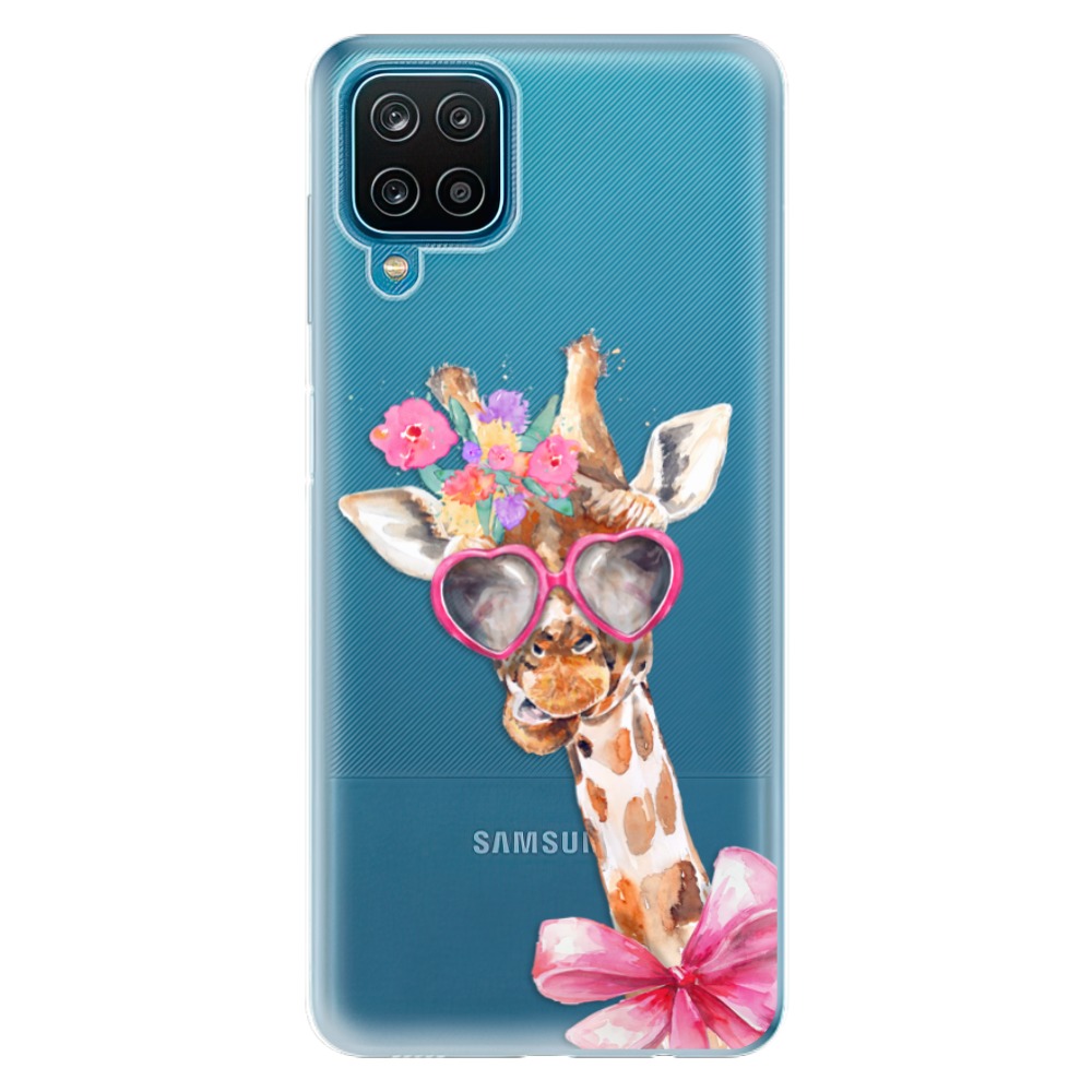 Odolné silikonové pouzdro iSaprio - Lady Giraffe na mobil Samsung Galaxy A12 (Odolný silikonový kryt, obal, pouzdro iSaprio - Lady Giraffe na mobilní telefon Samsung Galaxy A12)