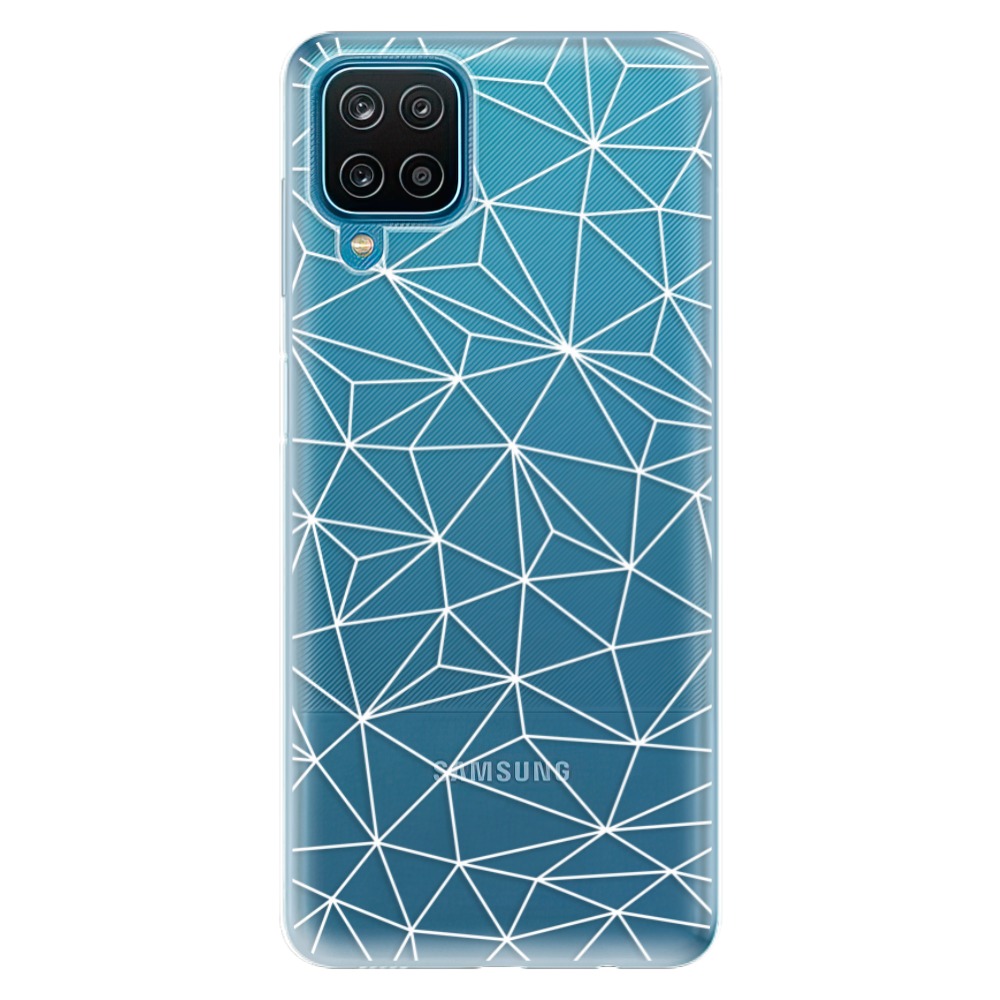 Odolné silikonové pouzdro iSaprio - Abstract Triangles 03 - white - Samsung Galaxy A12