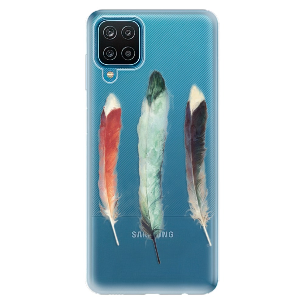 Odolné silikonové pouzdro iSaprio - Three Feathers - Samsung Galaxy A12