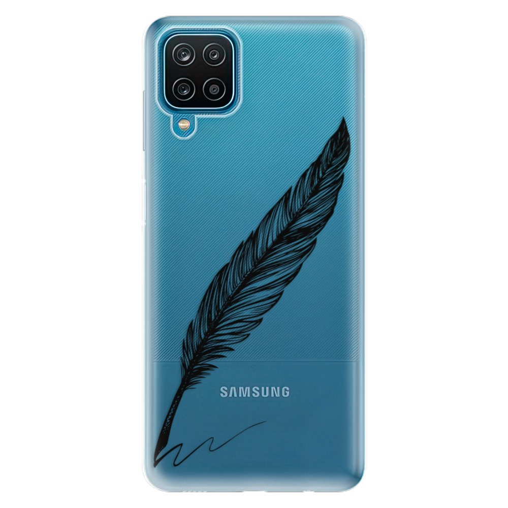 Odolné silikonové pouzdro iSaprio - Writing By Feather - black - Samsung Galaxy A12