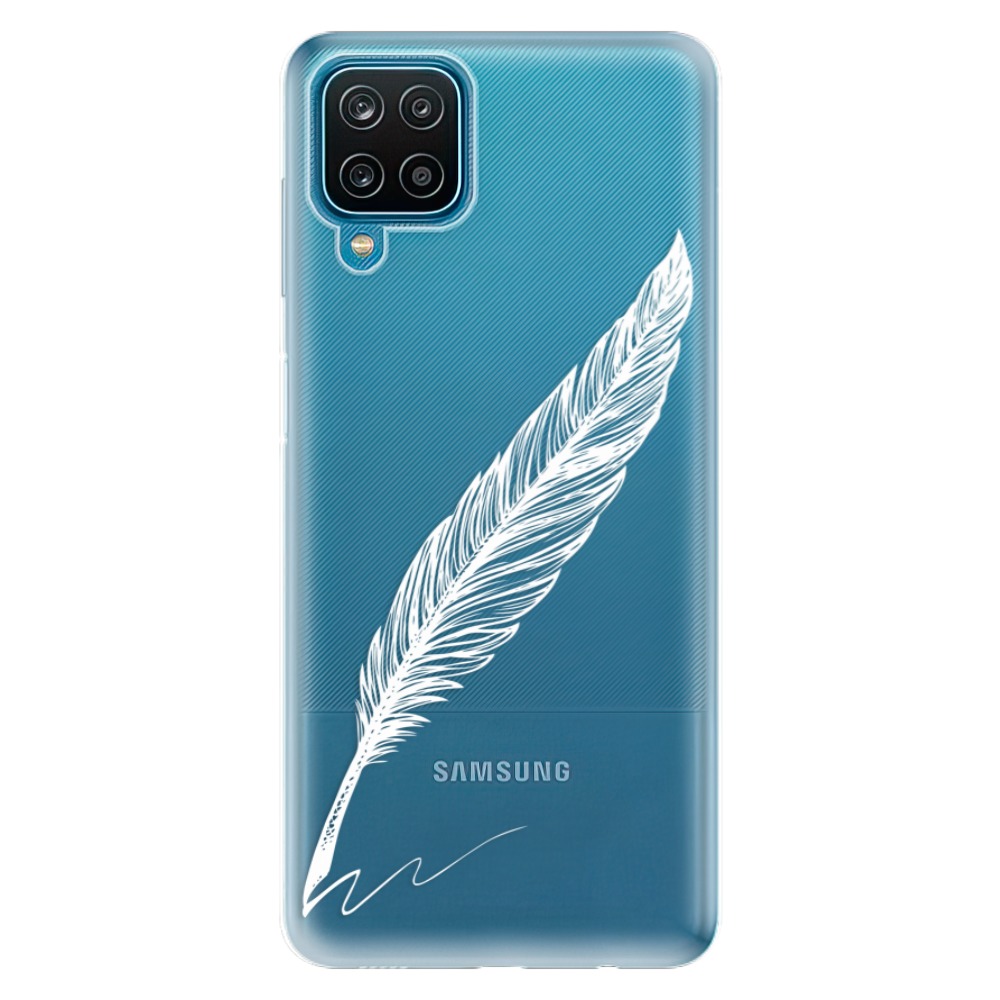 Odolné silikonové pouzdro iSaprio - Writing By Feather - white - Samsung Galaxy A12