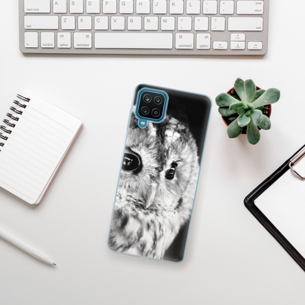 Silikonové pouzdro iSaprio - Samsung Galaxy A12 - BW Owl