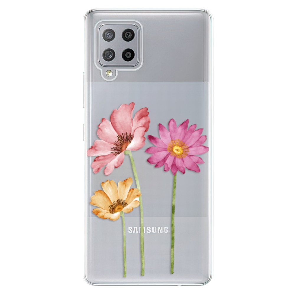 Odolné silikonové pouzdro iSaprio - Three Flowers na mobil Samsung Galaxy A42 5G (Odolný silikonový kryt, obal, pouzdro iSaprio - Three Flowers na mobilní telefon Samsung Galaxy A42 5G)