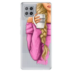 Odolné silikonové pouzdro iSaprio - My Coffe and Blond Girl na mobil Samsung Galaxy A42 5G
