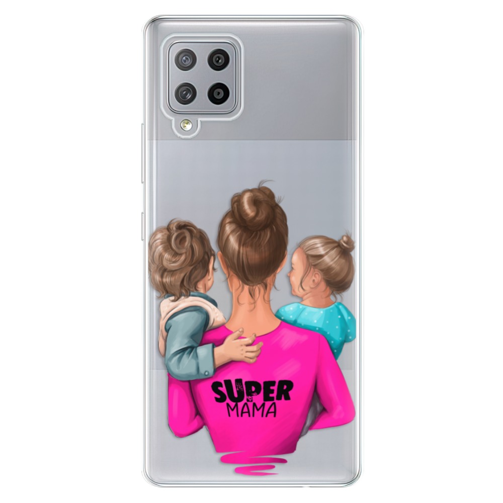 Odolné silikonové pouzdro iSaprio - Super Mama - Boy and Girl - Samsung Galaxy A42