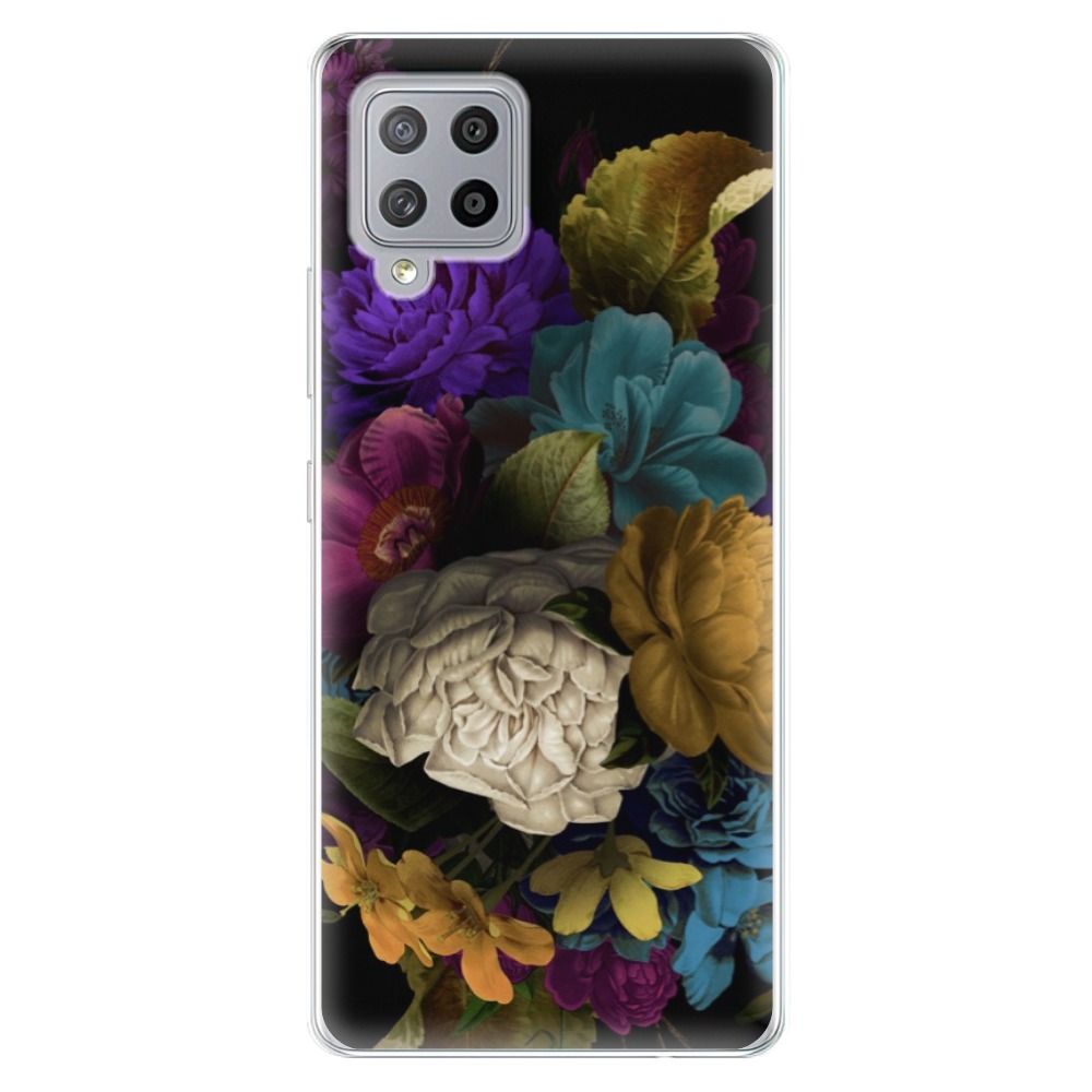 Odolné silikonové pouzdro iSaprio - Dark Flowers - Samsung Galaxy A42