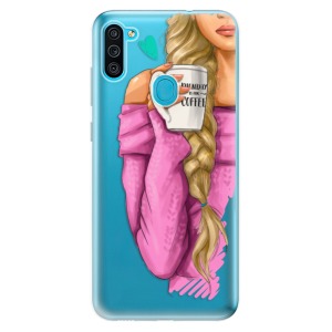 Odolné silikonové pouzdro iSaprio - My Coffe and Blond Girl na mobil Samsung Galaxy M11