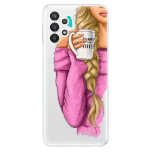 Odolné silikonové pouzdro iSaprio - My Coffe and Blond Girl na mobil Samsung Galaxy A32 5G
