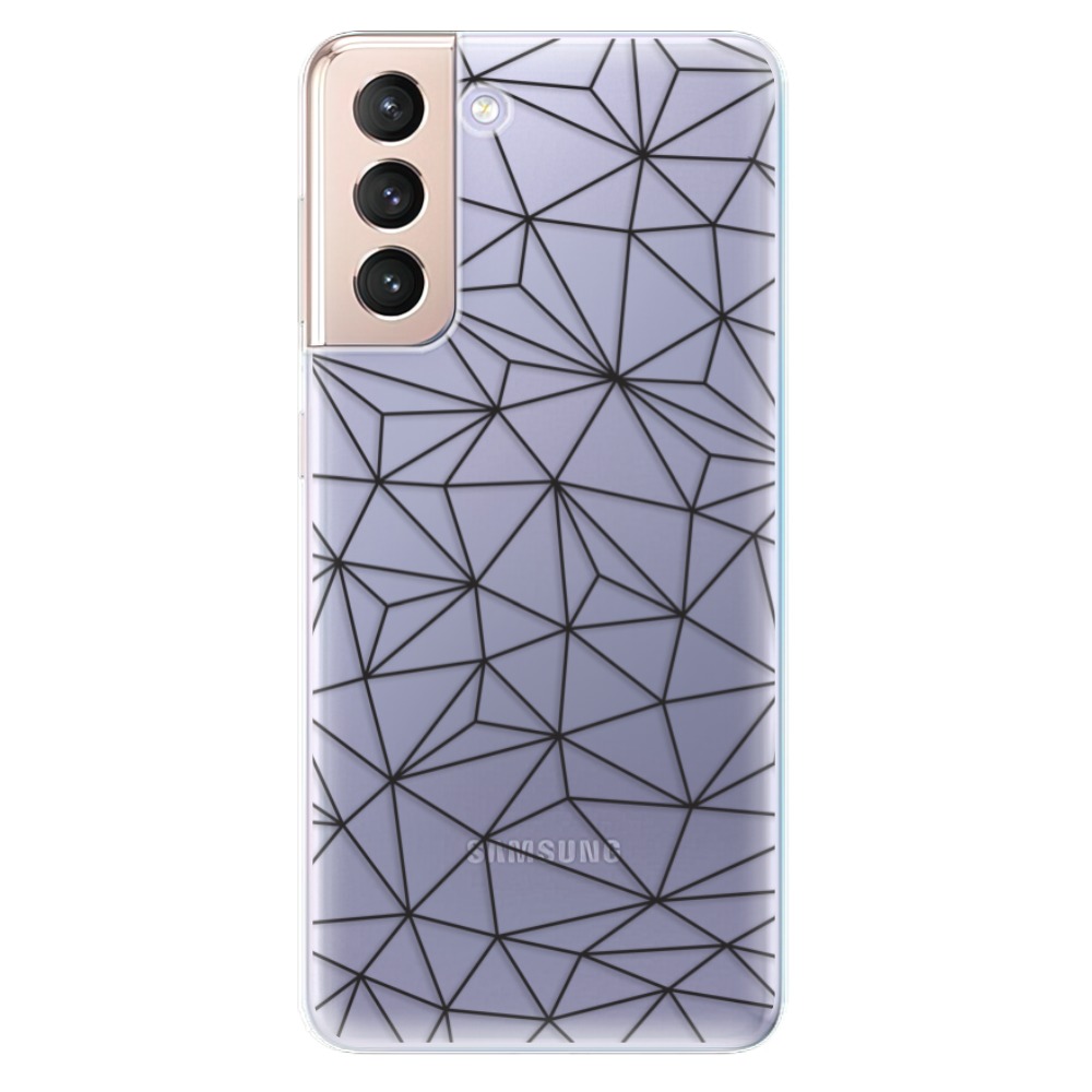 Odolné silikonové pouzdro iSaprio - Abstract Triangles 03 - black - Samsung Galaxy S21