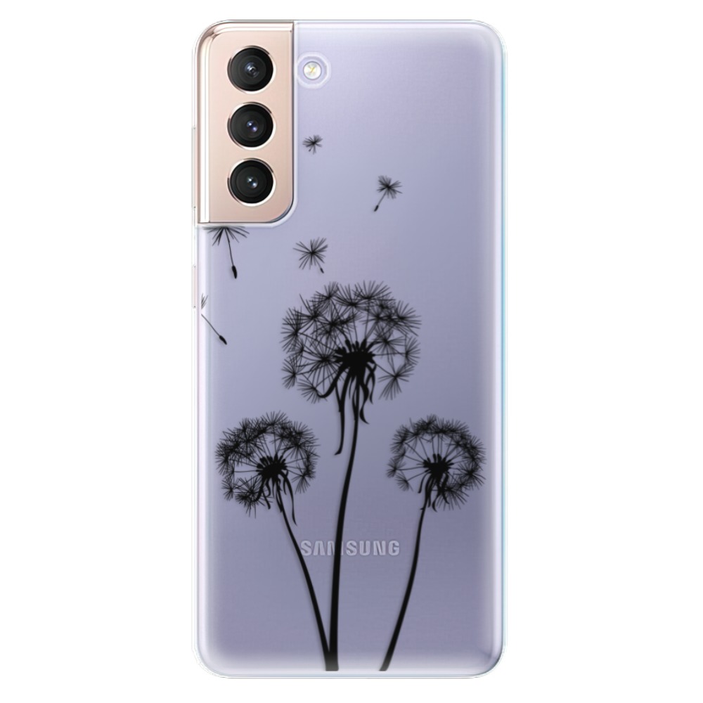 Odolné silikonové pouzdro iSaprio - Three Dandelions - black na mobil Samsung Galaxy S21 5G (Odolný silikonový kryt, obal, pouzdro iSaprio - Three Dandelions - black na mobilní telefon Samsung Galaxy S21 5G)