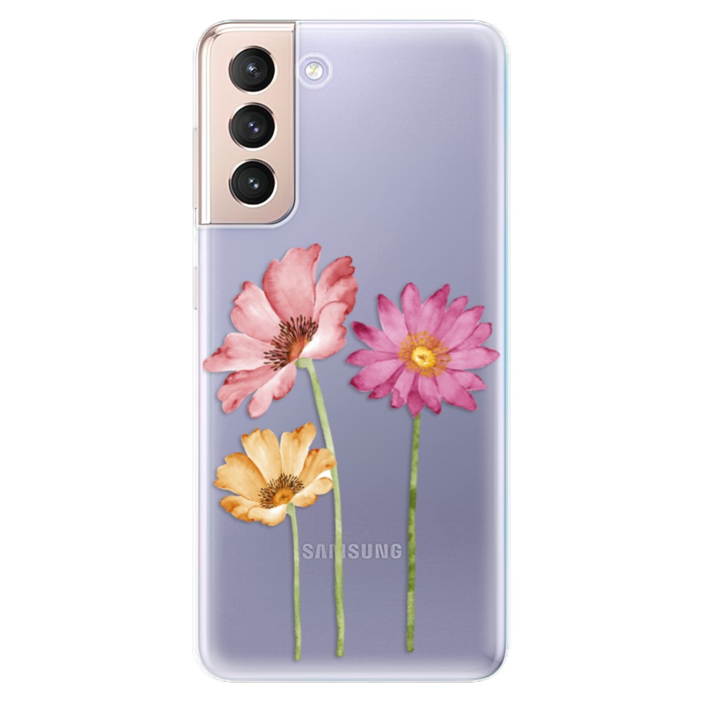 Odolné silikonové pouzdro iSaprio - Three Flowers na mobil Samsung Galaxy S21 5G (Odolný silikonový kryt, obal, pouzdro iSaprio - Three Flowers na mobilní telefon Samsung Galaxy S21 5G)