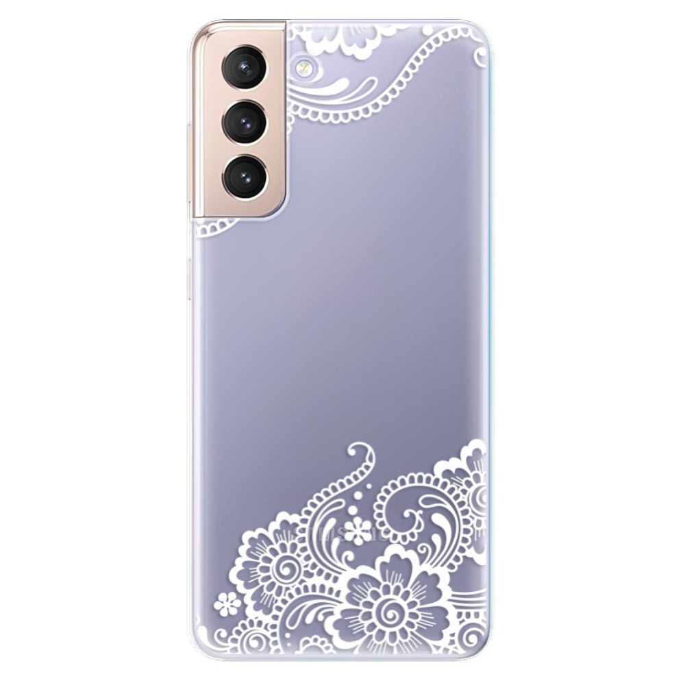 Odolné silikonové pouzdro iSaprio - White Lace 02 na mobil Samsung Galaxy S21 5G (Odolný silikonový kryt, obal, pouzdro iSaprio - White Lace 02 na mobilní telefon Samsung Galaxy S21 5G)