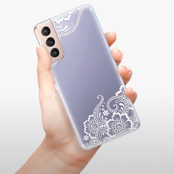 Silikonové pouzdro iSaprio - Samsung Galaxy S21 5G - White Lace 02