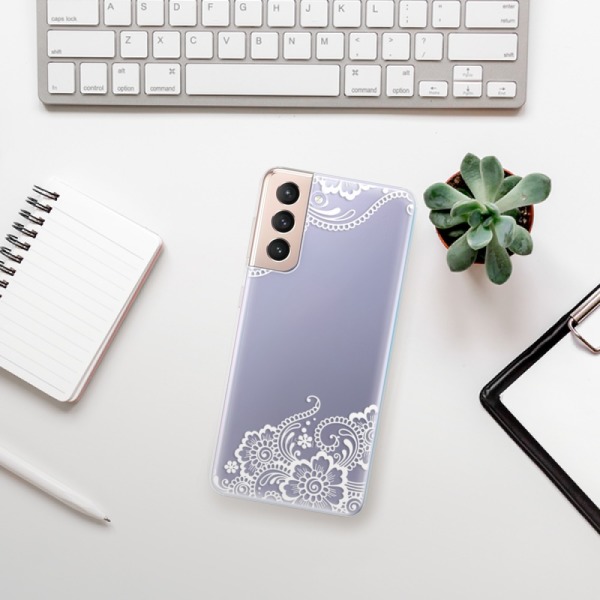 Silikonové pouzdro iSaprio - Samsung Galaxy S21 5G - White Lace 02