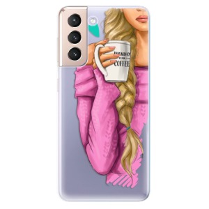 Odolné silikonové pouzdro iSaprio - My Coffe and Blond Girl na mobil Samsung Galaxy S21 5G