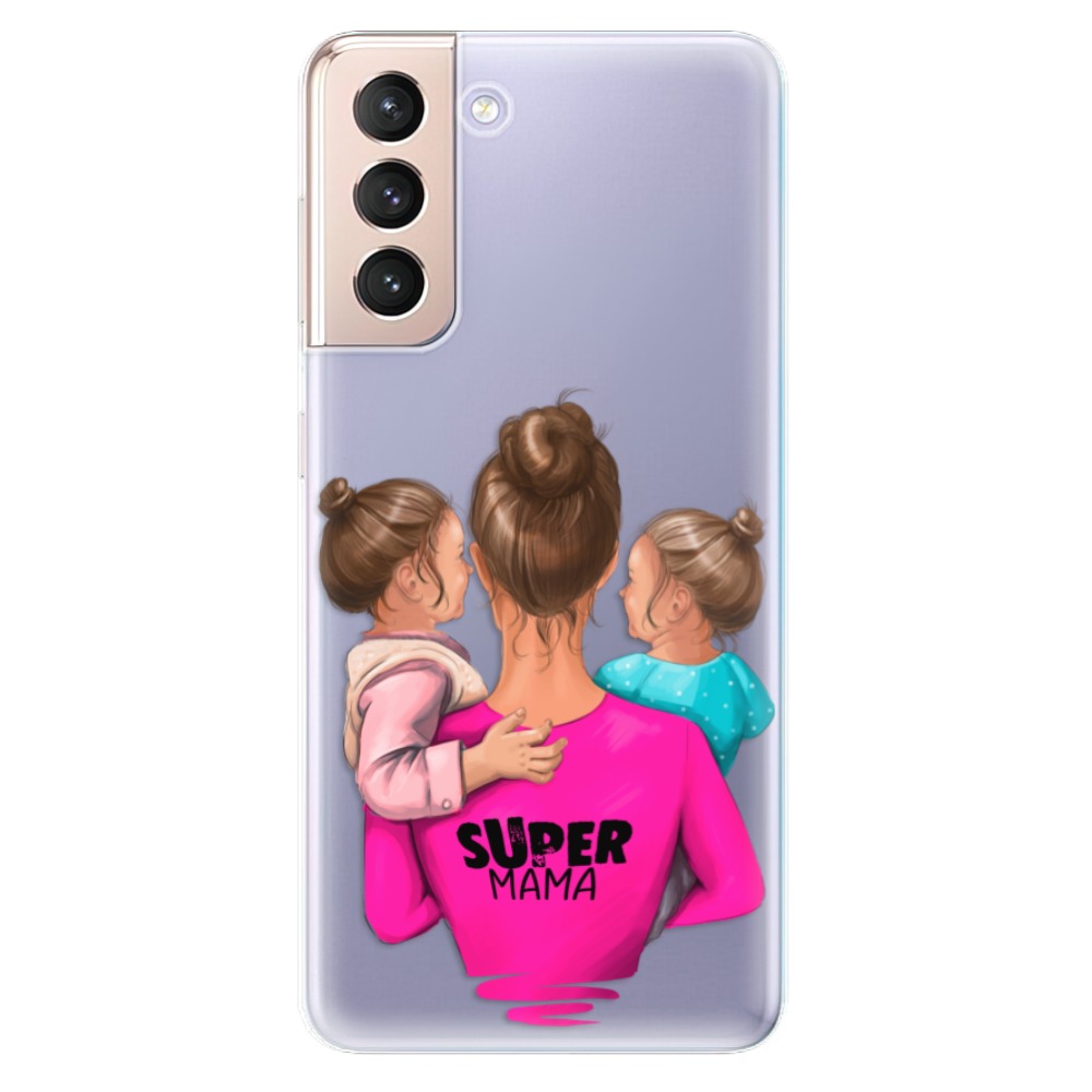 Odolné silikonové pouzdro iSaprio - Super Mama - Two Girls na mobil Samsung Galaxy S21 5G (Odolný silikonový kryt, obal, pouzdro iSaprio - Super Mama - Two Girls na mobilní telefon Samsung Galaxy S21 5G)