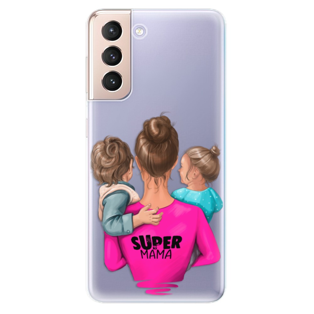 Odolné silikonové pouzdro iSaprio - Super Mama - Boy and Girl - Samsung Galaxy S21