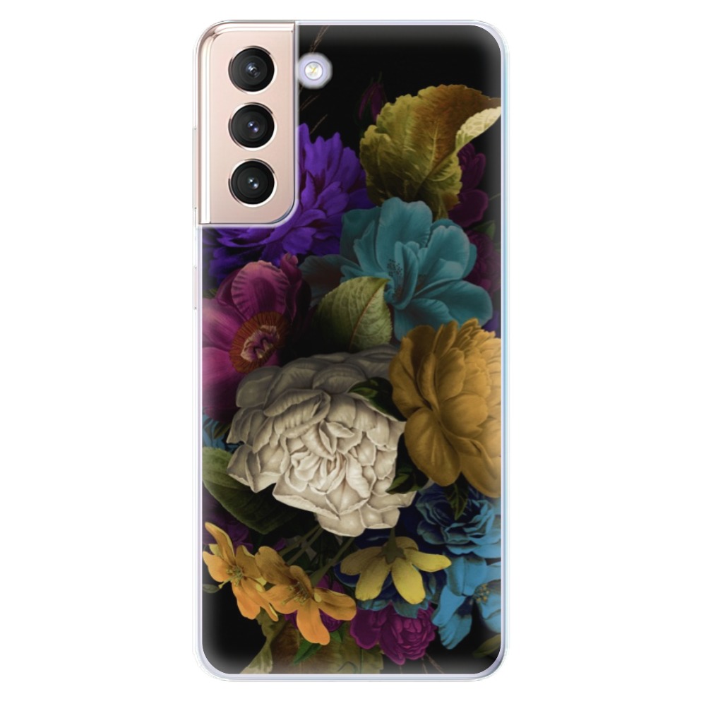 Odolné silikonové pouzdro iSaprio - Dark Flowers - Samsung Galaxy S21