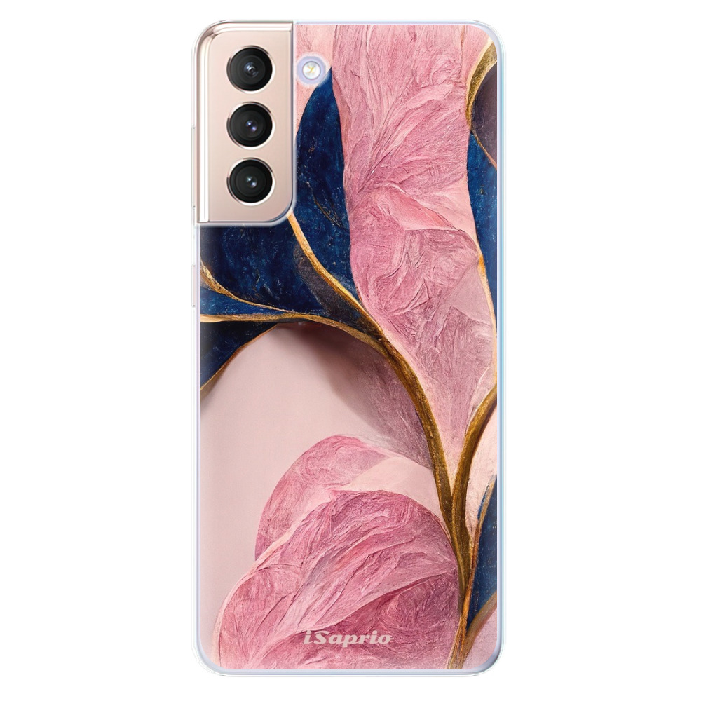 Odolné silikonové pouzdro iSaprio - Pink Blue Leaves - Samsung Galaxy S21
