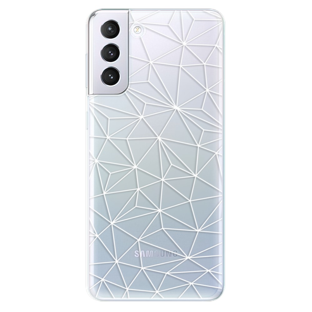 Odolné silikonové pouzdro iSaprio - Abstract Triangles 03 - white - Samsung Galaxy S21+