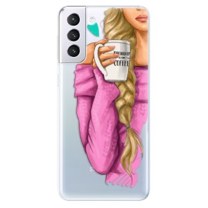 Odolné silikonové pouzdro iSaprio - My Coffe and Blond Girl na mobil Samsung Galaxy S21 Plus 5G