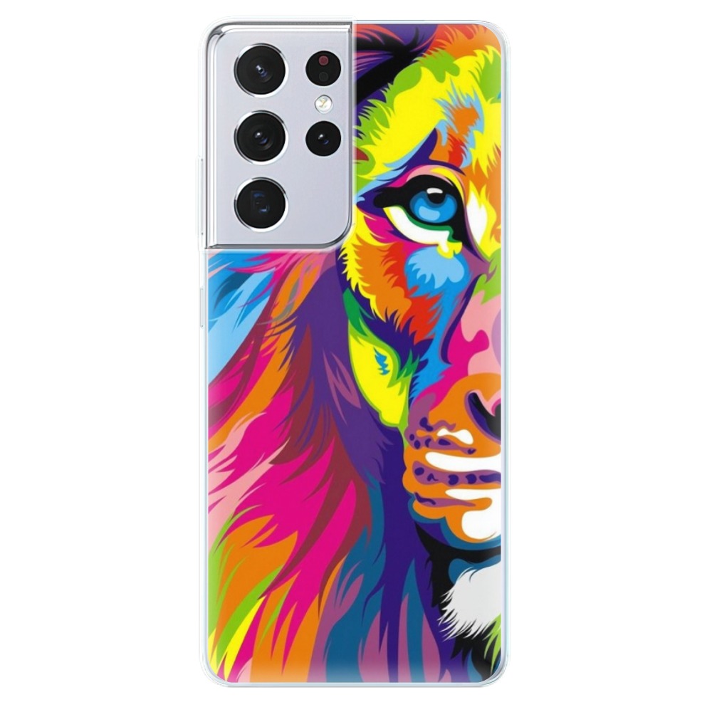 Levně Odolné silikonové pouzdro iSaprio - Rainbow Lion - Samsung Galaxy S21 Ultra