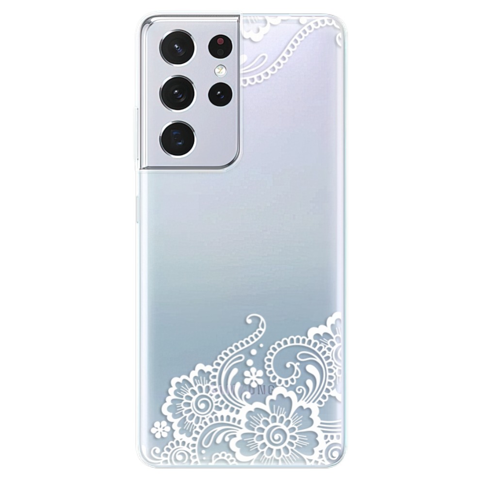 Odolné silikonové pouzdro iSaprio - White Lace 02 - Samsung Galaxy S21 Ultra