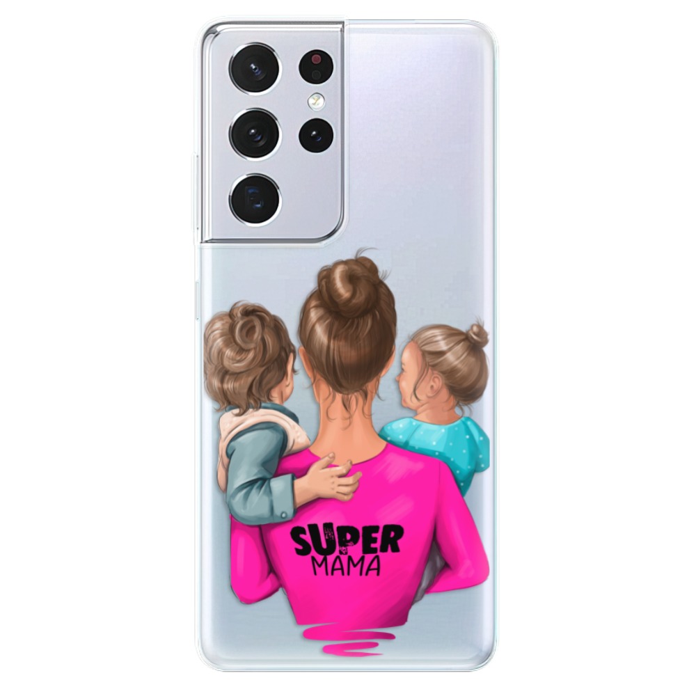Odolné silikonové pouzdro iSaprio - Super Mama - Boy and Girl - Samsung Galaxy S21 Ultra