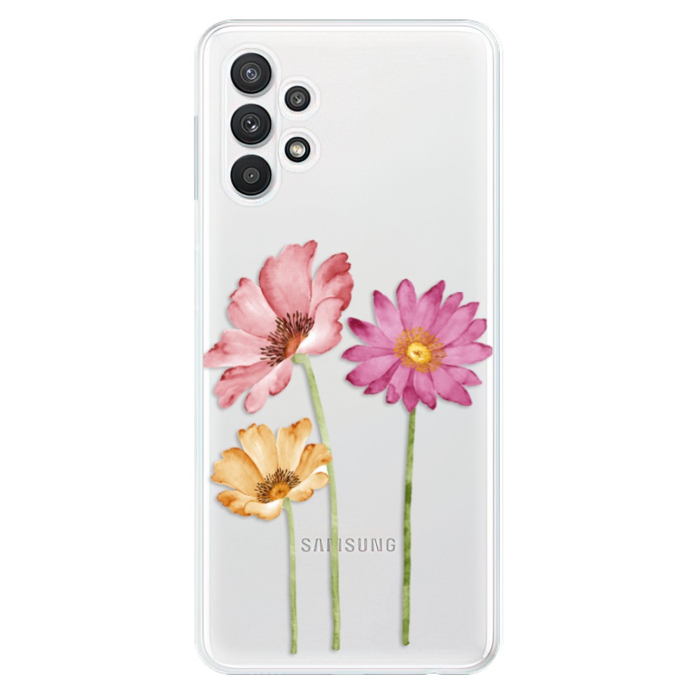 Odolné silikonové pouzdro iSaprio - Three Flowers na mobil Samsung Galaxy A32 LTE (Odolný silikonový obal, kryt, pouzdro iSaprio - Three Flowers na mobilní telefon Samsung Galaxy A32 LTE)
