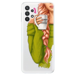 Odolné silikonové pouzdro iSaprio - My Coffe and Redhead Girl na mobil Samsung Galaxy A32 LTE