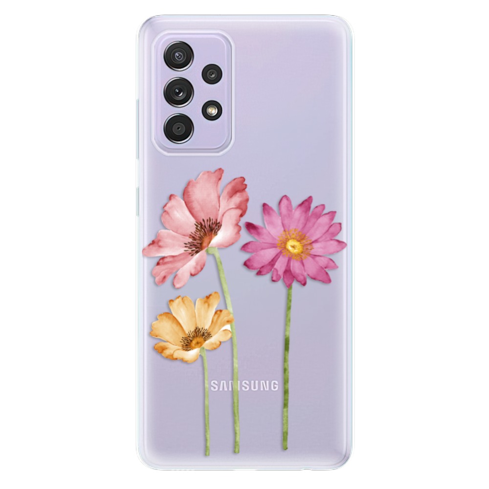 Odolné silikonové pouzdro iSaprio - Three Flowers na mobil Samsung Galaxy A52 / A52 5G / A52s 5G (Odolný silikonový obal, kryt, pouzdro iSaprio - Three Flowers na mobilní telefon Samsung Galaxy A52 / Samsung Galaxy A52 5G / Samsung Galaxy A52s 5G)