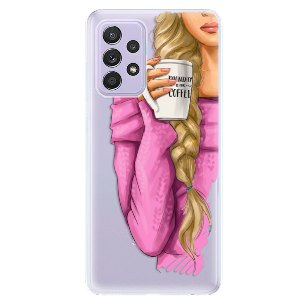 Odolné silikonové pouzdro iSaprio - My Coffe and Blond Girl - Samsung Galaxy A52/A52 5G